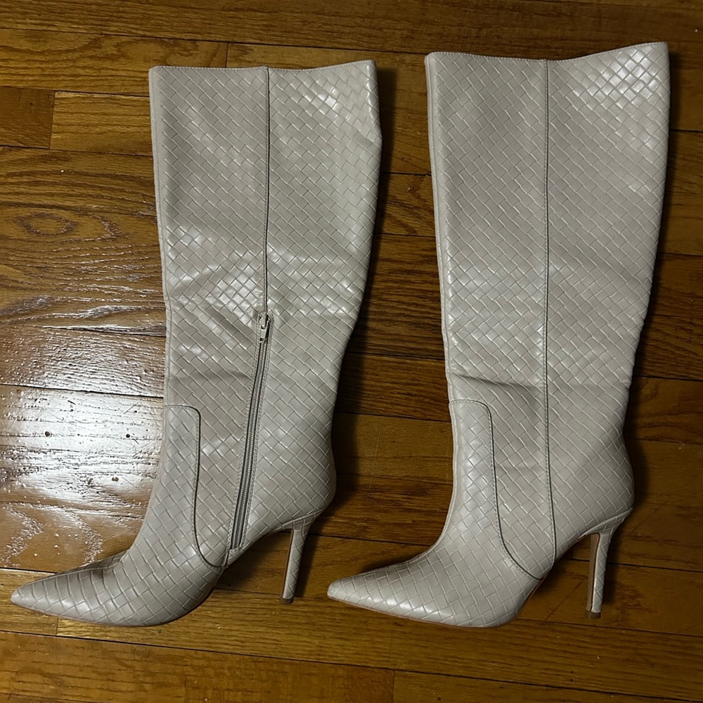 Cream faux leather boots!